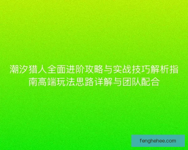 潮汐猎人全面进阶攻略与实战技巧解析指南高端玩法思路详解与团队配合