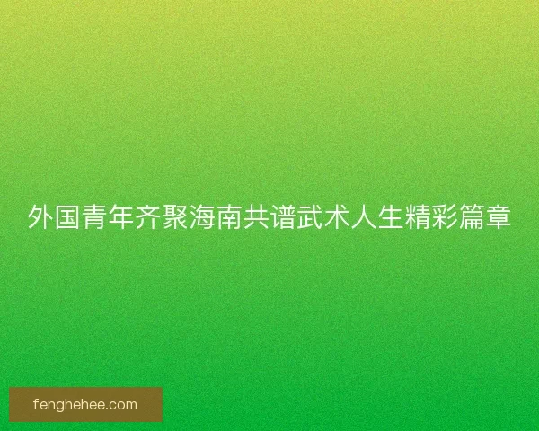 外国青年齐聚海南共谱武术人生精彩篇章